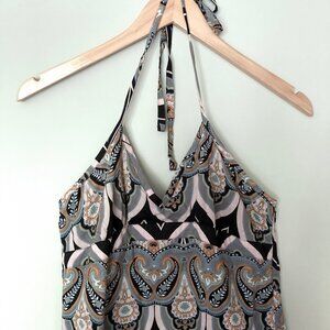 DKNY Halter Maxi Sundress 100% Cotton Paisley Fully Lined sz M